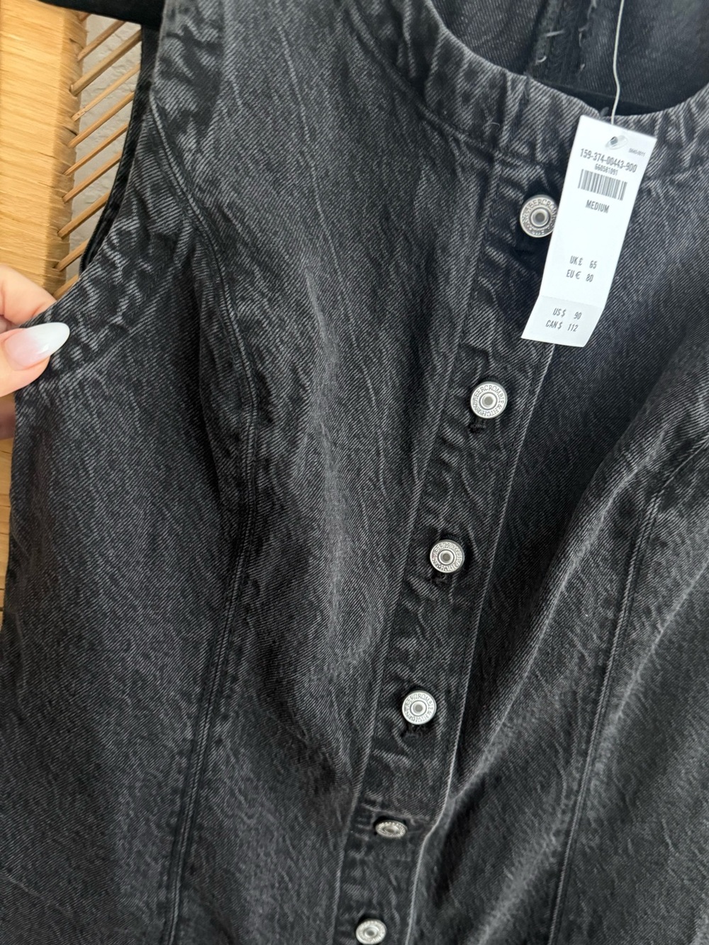 NWT Abercrombie & Fitch Charcoal Denim Dress - Size M - Picture 3 of 4